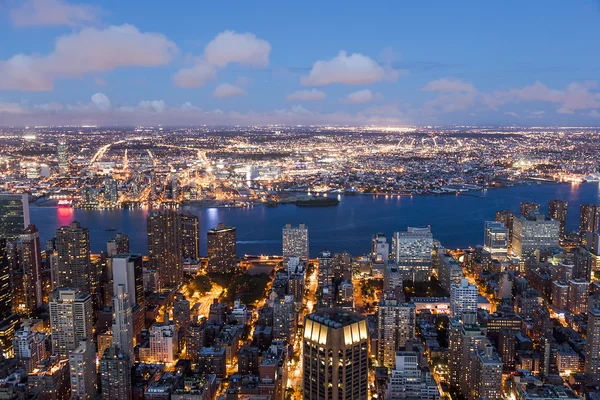 New York by night from Empire State Building — Stock Photo, Image