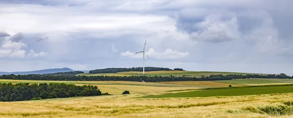 Wide landscape with wind turbine in the Eifel — Stock Photo, Image