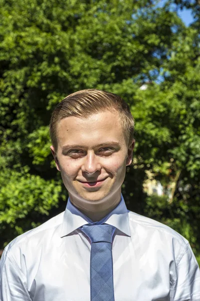 Portrait of young teenager in suit — Stock Photo, Image