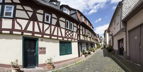 Historic old town Frankfurt-Hoechst with its half-timbered hous — Stock Photo, Image