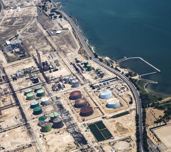 Aerial view to oil depot of Mariagne in Marseilles — Stock Photo, Image