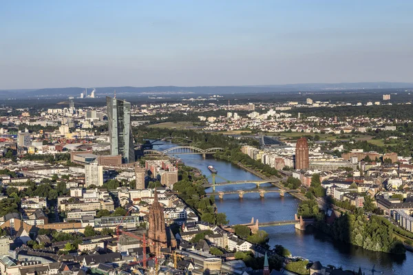 Panoramę Frankfurtu nad Menem drapacze chmur — Zdjęcie stockowe