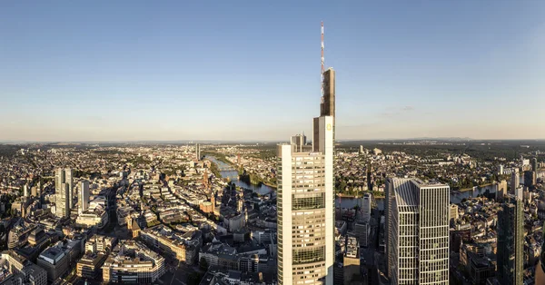 Panoramę Frankfurtu nad Menem drapacze chmur — Zdjęcie stockowe