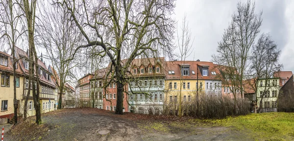 Panorama ulicy z pół drewnianymi domami w mieście Nordhausen — Zdjęcie stockowe