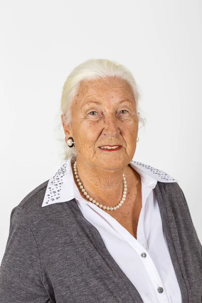 Glada leende mogen kvinna — Stockfoto