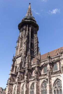 Dünya ünlü Freiburg Münster Katedrali, bir mediev ana kule