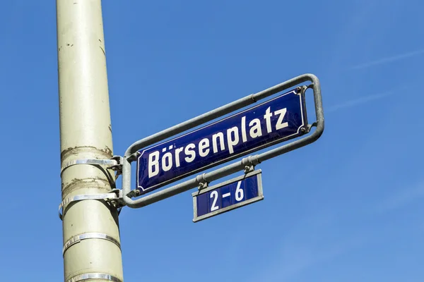 Street name stock exchange street  in frankfurt — Stock Photo, Image