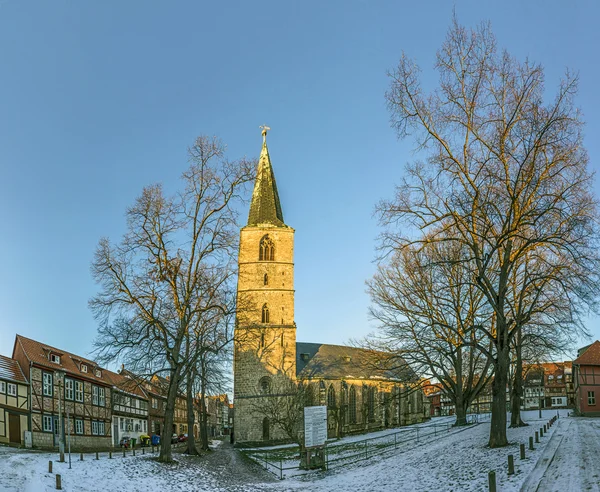 Schilderachtige oude halve houten huisjes in Quedlingburg — Stockfoto