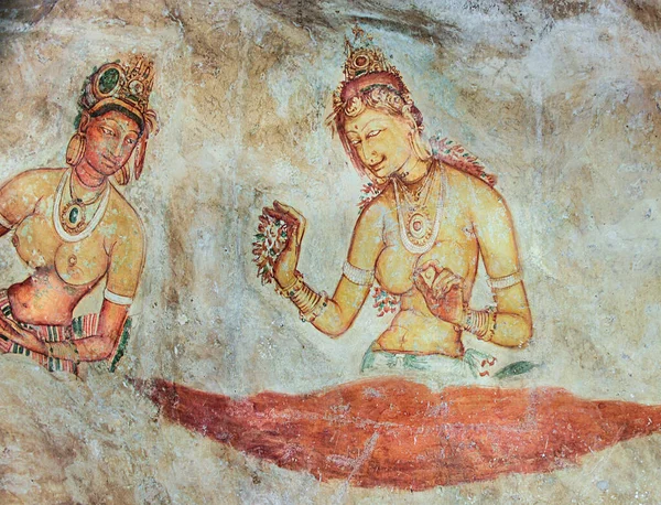 Sigiriya Sri Lanka August 2005 Sigiriya Maiden 5Th Century Frescoes — Stock Photo, Image