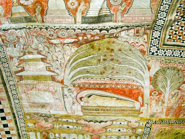 Dambulla Sri Lanka Août 2005 Peintures Religieuses Intérieur Temple Rock — Photo