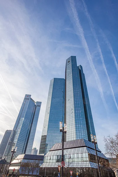 Frankfurt Tyskland Februari 2011 Tvillingtorn Med Deutsche Banks Huvudkontor Frankfurt — Stockfoto