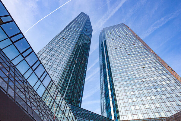Frankfurt, Germany - February 9, 2011: twin towers of headquarter of Deutsche Bank in Frankfurt, Germany.