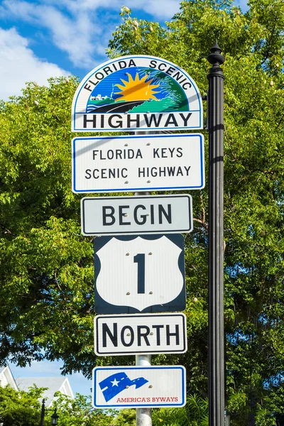 Key West Usa Srpna 2014 Signage Beginning Highway Key West — Stock fotografie