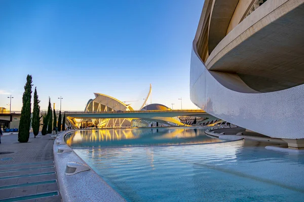 西班牙瓦伦西亚 2019年1月4日 现代地标城市Ciudad Las Artes Las Ciencias 该项目由Santiago Calatrava和Flix Candela设计 — 图库照片