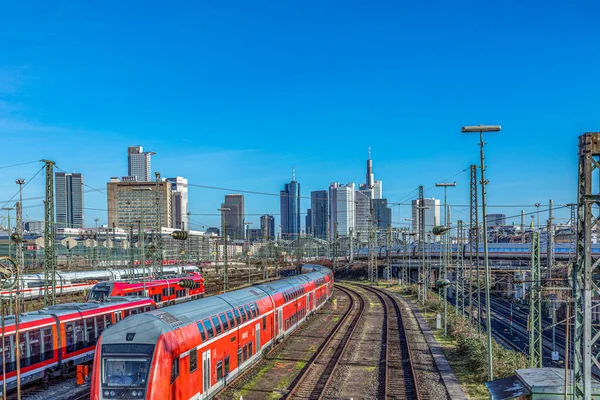 Frankfurt Almanya Ocak 2020 Frankfurt Şehir Merkezindeki Tren Raylı Merkez — Stok fotoğraf