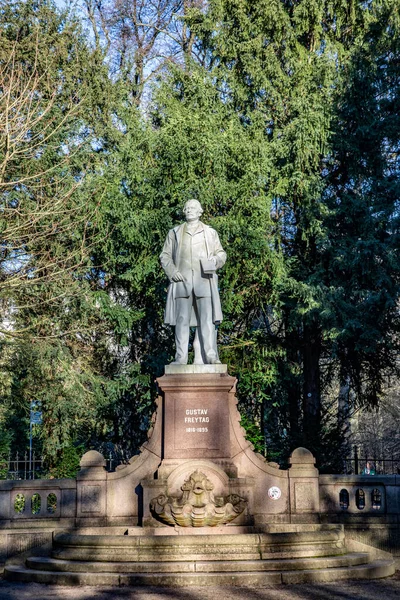 Wiesbaden Allemagne Janvier 2020 Statue Gustav Freytag Auteur Qui Travaillé — Photo