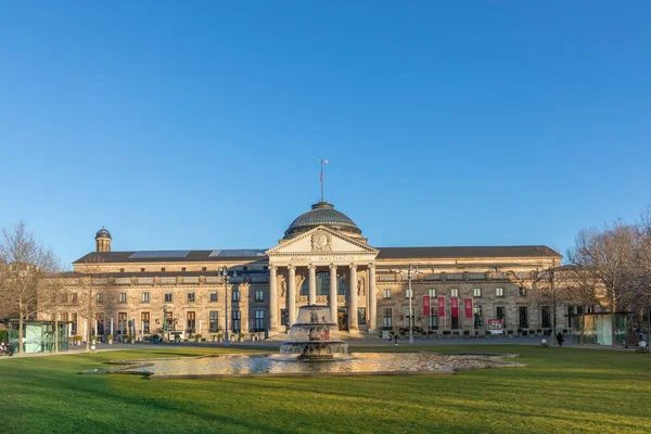 Wiesbaden Alemania Enero 2020 Vista Fachada Del Casino Wiesbaden Kurhaus — Foto de Stock