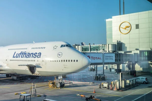 Frankfurt Tyskland Mars 2020 Lufthansa Flyg Med Boeing 747 Redo — Stockfoto