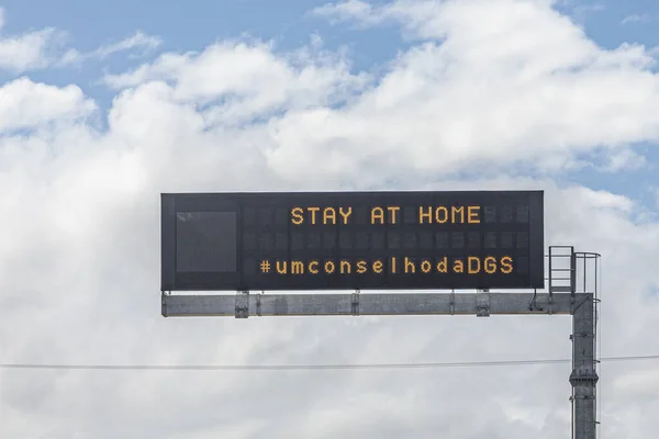 Alcantarilla Portugal April 2020 Sign Stay Home Portugal Local Route — Stock Photo, Image