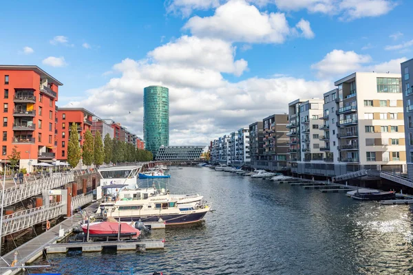 Frankfurt Alemania Octubre 2020 Torre Westhafen West Marina Frankfurt Main —  Fotos de Stock