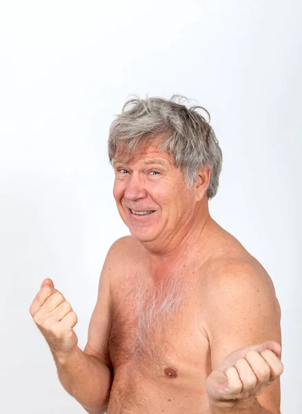 Portret Van Borst Vrij Knap Glimlachen Volwassen Man — Stockfoto