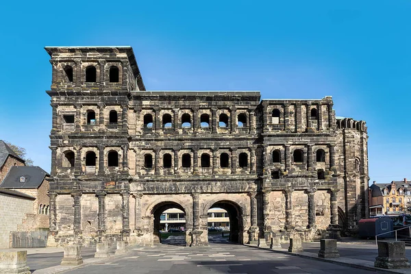 Vecchia Porta Romana Porta Nigra Treviri Simbolo Dell Antica Città — Foto Stock