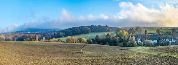 Taunus Landscape Village Fields Blue Sky Clouds — Stock Photo, Image