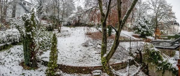 Typická Německá Zahrada Balkónu Zadního Domu — Stock fotografie