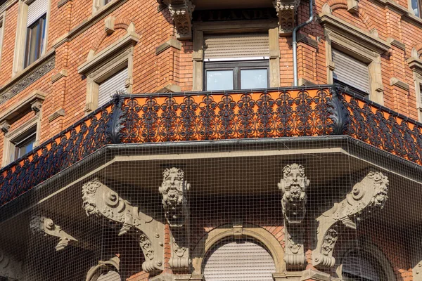 Detalle Antigua Fachada Histórica Casa Wiesbaden Alemania — Foto de Stock