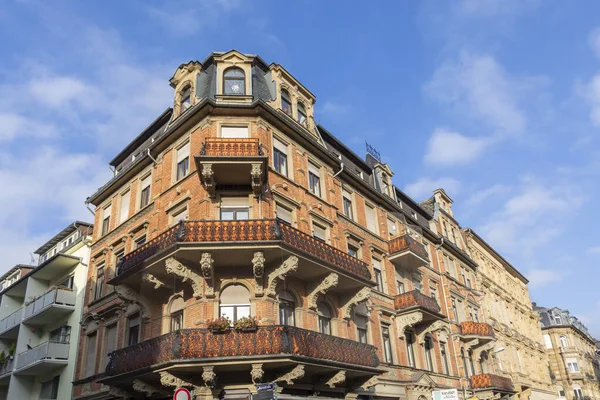 Detalhe Antiga Fachada Casa Histórica Wiesbaden Alemanha — Fotografia de Stock