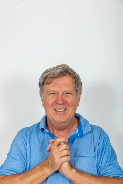 Portrait Mature Man Gesturing His Hands — Stock Photo, Image