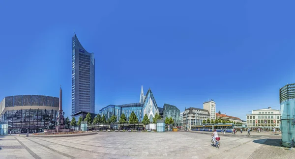 Leipzig Tyskland Augusti 2015 Gamla Stadshuset Leipzig Med Marknadsplats Omkring — Stockfoto