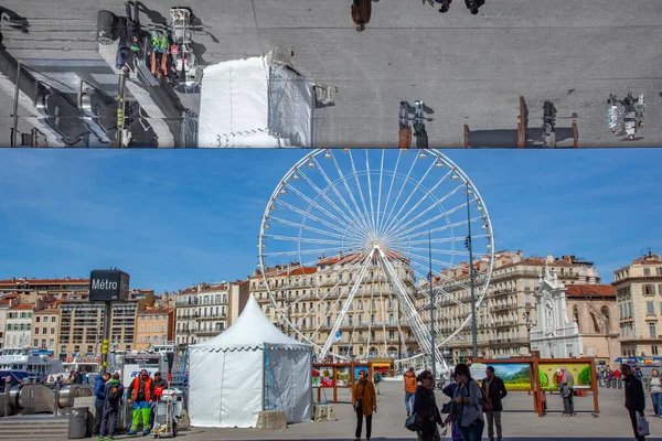 Marseille Francie Května 2015 Lidé Užívají Pavilon Normana Fostera Zrcadlovým — Stock fotografie