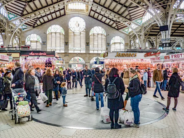 Valencia Spain มกราคม 2017 ภายในตลาดกลางของ Valencia นในช Mercat Central Mercado — ภาพถ่ายสต็อก