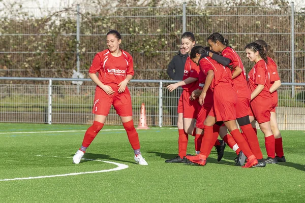 Francfort Allemagne Février 2020 Les Femmes Eschersheim Remportent Match Football — Photo