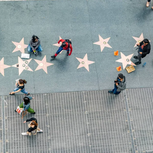 Los Angeles Eua Mar 2019 Antena Caminhada Fama Com Turistas — Fotografia de Stock