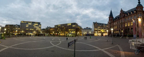 Висбаден Германия Декабря 2020 Года Ночной Вид Рыночную Площадь Ратушей — стоковое фото