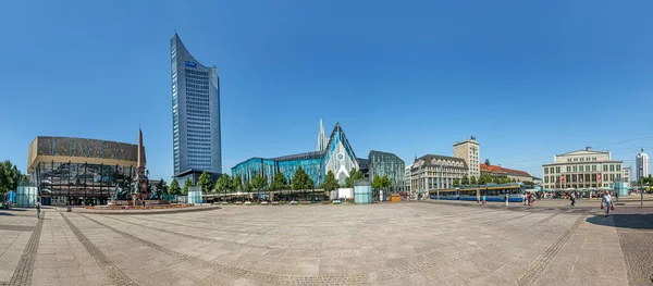 Leipzig Tyskland Augusti 2015 Gamla Stadshuset Leipzig Med Marknadsplats Omkring — Stockfoto