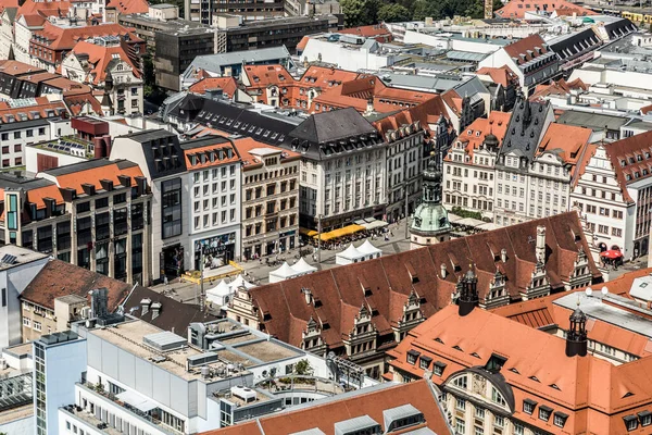 ドイツ ライプツィヒ 8月8日 2015年 ライプツィヒから有名な市場広場や旧市街への空撮 — ストック写真