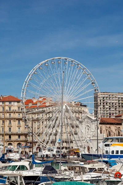 Marselha França Março 2015 Vista Para Antigo Porto Marselha Com — Fotografia de Stock