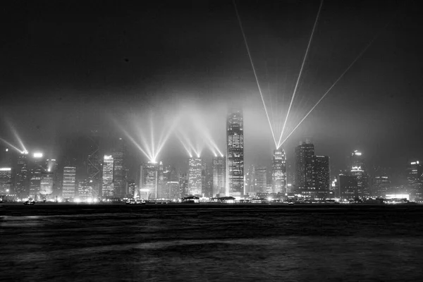 Kowloon Hongkong January 2010 Famous Hongkong Laser Show Harbor Area — Stock Photo, Image