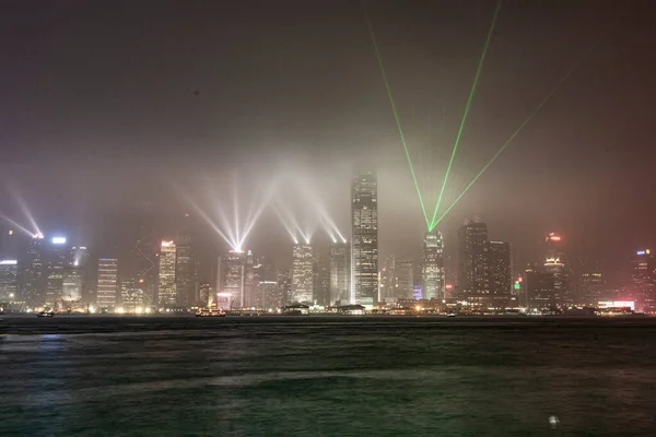 Kowloon Hongkong January 2010 Famous Hongkong Laser Show Harbor Area — Stock Photo, Image