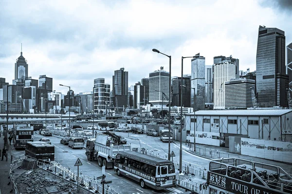 Kowloon Hongkong Januari 2020 Mot Hongkong Dammig Regnig Dag Med — Stockfoto