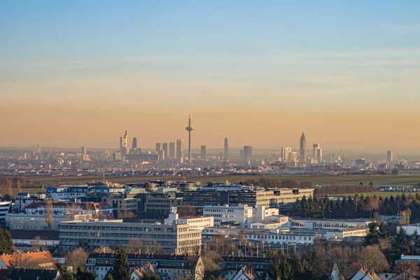 Frankfurtský Panorama Při Západu Slunce Bad Homburg Německo — Stock fotografie