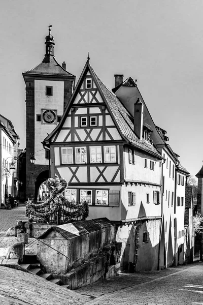 Vieille Maison Colombages Rothenburg Der Tauber Allemagne Ville Médiévale Attire — Photo
