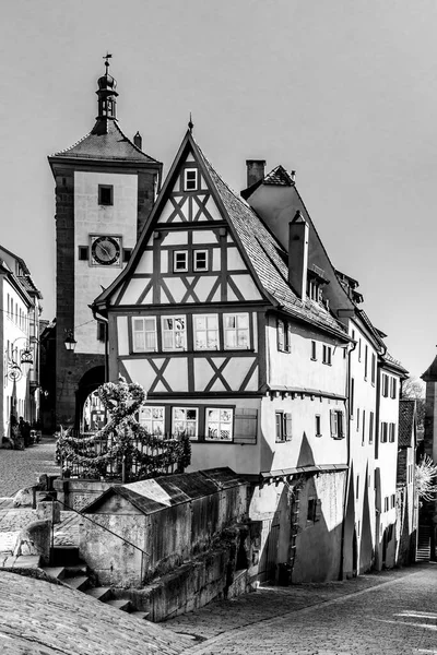 Gammalt Korsvirkeshus Rothenburg Der Tauber Tyskland Den Medeltida Staden Lockar — Stockfoto