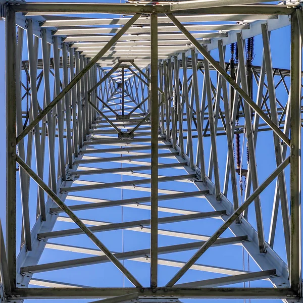 Gray Electric Pylon Clear Blue Sky — Stock Photo, Image