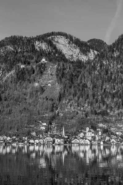 Miasto Hallstatt Tradycyjnymi Drewnianymi Domami Austria Europa — Zdjęcie stockowe