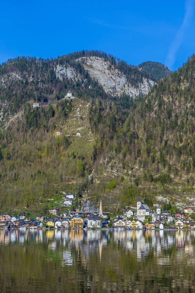 Hallstatt Cidade Com Casas Madeira Tradicionais Áustria Europa — Fotografia de Stock