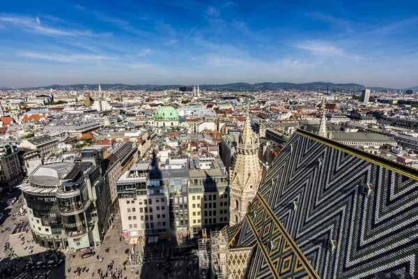 Widok Panoramę Wiednia Sankt Stephans Cathedral — Zdjęcie stockowe